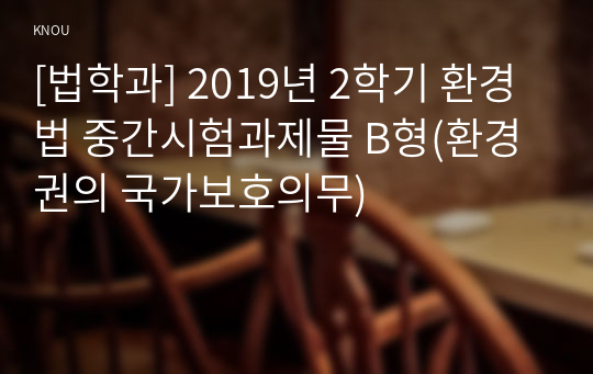 [법학과] 2019년 2학기 환경법 중간시험과제물 B형(환경권의 국가보호의무)