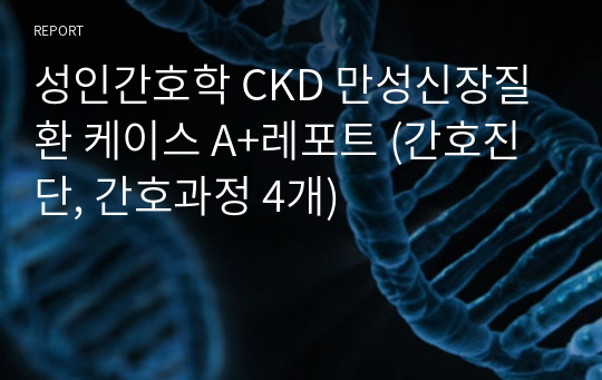 성인간호학 CKD 만성신장질환 케이스 A+레포트 (간호진단, 간호과정 4개)