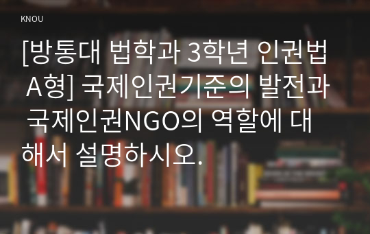 [방통대 법학과 3학년 인권법 A형] 국제인권기준의 발전과 국제인권NGO의 역할에 대해서 설명하시오.