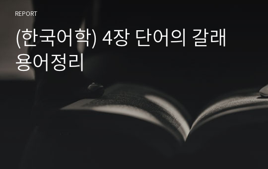 (한국어학) 4장 단어의 갈래 용어정리