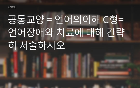 공통교양 = 언어의이해 C형= 언어장애와 치료에 대해 간략히 서술하시오