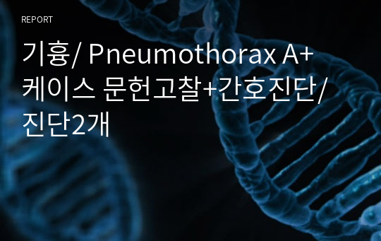 [성인간호학 A+] 기흉 케이스 문헌고찰 간호진단 및 과정 2개