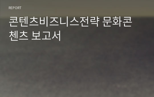 콘텐츠비즈니스전략 문화콘첸츠 보고서