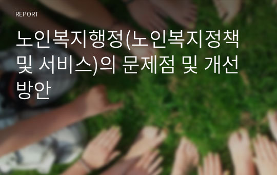 노인복지행정(노인복지정책 및 서비스)의 문제점 및 개선방안