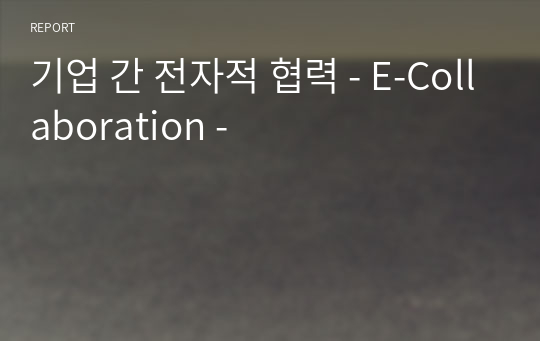 기업 간 전자적 협력 - E-Collaboration -