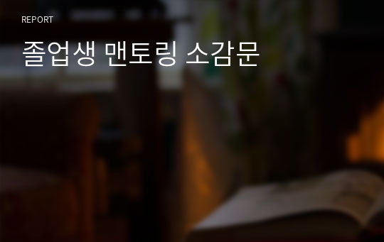 졸업생 맨토링 소감문