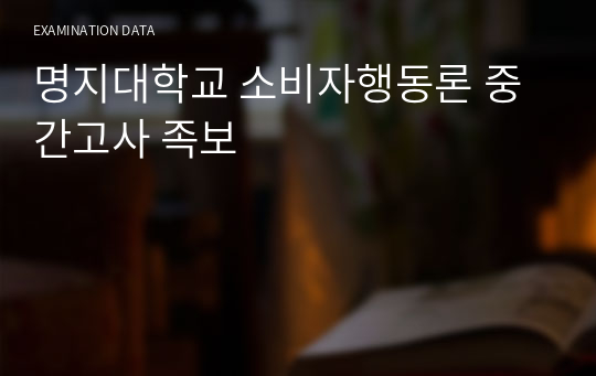 명지대학교 소비자행동론 중간고사 족보