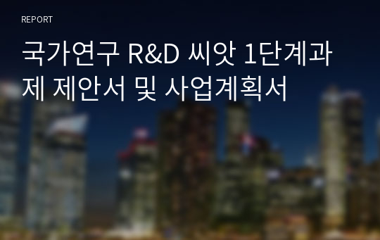 국가연구 R&amp;D 씨앗 1단계과제 제안서 및 사업계획서