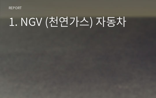 1. NGV (천연가스) 자동차