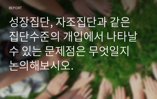 성장집단, 자조집단과 같은 집단수준의 개입에서 나타날 수 있는 문제점은 무엇일지 논의해보시오.