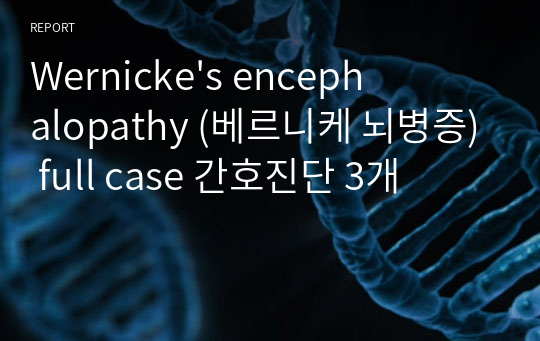 Wernicke&#039;s encephalopathy (베르니케 뇌병증) full case 간호진단 3개