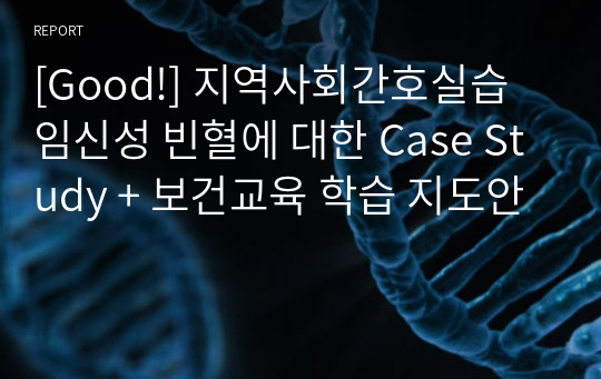 [Good!] 지역사회간호실습 임신성 빈혈에 대한 Case Study + 보건교육 학습 지도안