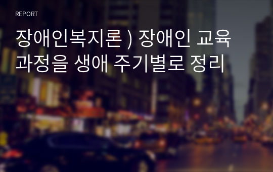 장애인복지론 ) 장애인 교육과정을 생애 주기별로 정리