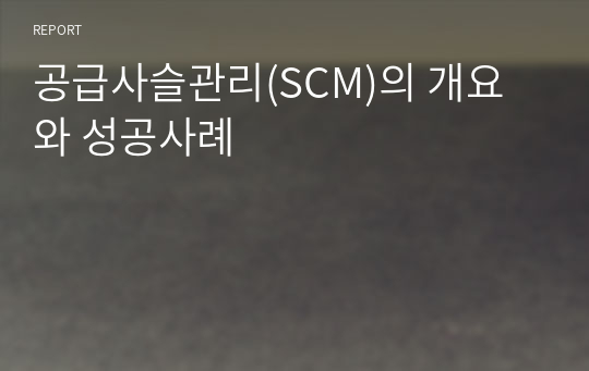 공급사슬관리(SCM)의 개요와 성공사례