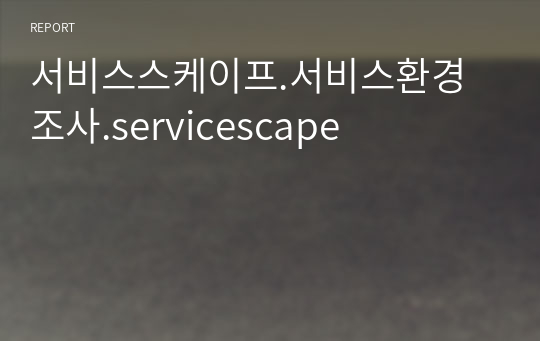 서비스스케이프.서비스환경 조사.servicescape