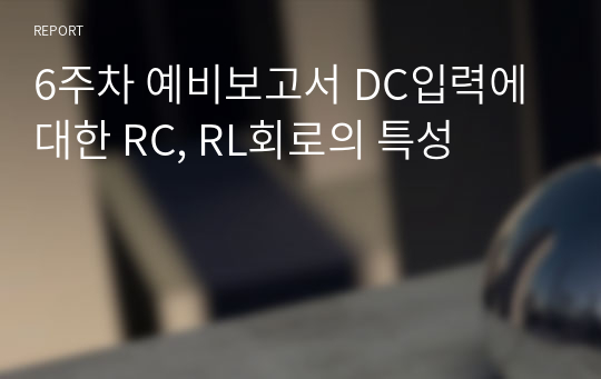 6주차 예비보고서 DC입력에 대한 RC, RL회로의 특성