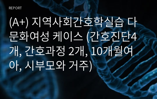 (A+) 지역사회간호학실습 다문화여성 케이스 (간호진단4개, 간호과정 2개, 10개월여아, 시부모와 거주)