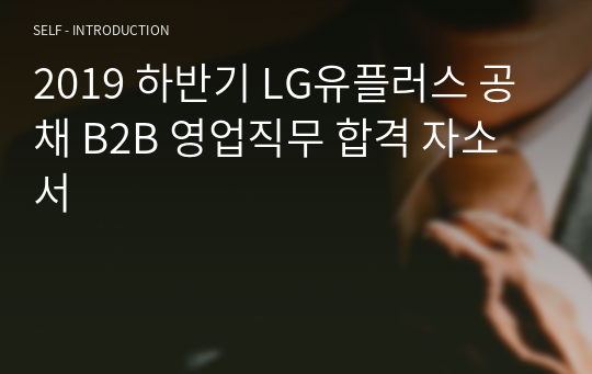2019 하반기 LG유플러스 공채 B2B 영업직무 합격 자소서