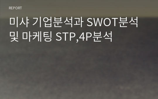 미샤 기업분석과 SWOT분석 및 마케팅 STP,4P분석