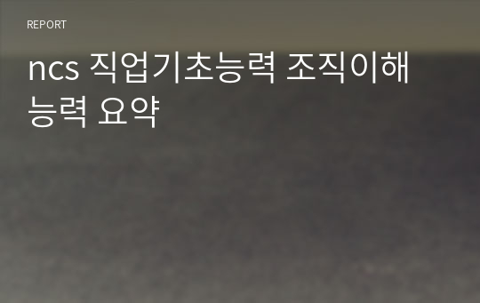 ncs 직업기초능력 조직이해능력 요약