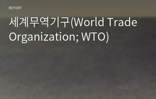 세계무역기구(World Trade Organization; WTO)