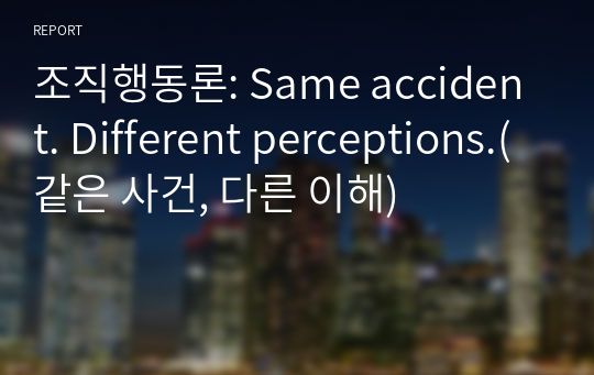 조직행동론: Same accident. Different perceptions.(같은 사건, 다른 이해)