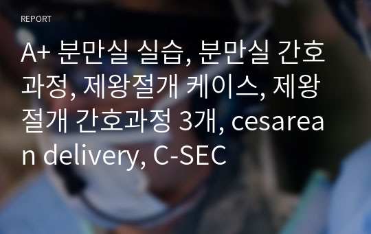 A+ 분만실 실습, 분만실 간호과정, 제왕절개 케이스, 제왕절개 간호과정 3개, cesarean delivery, C-SEC