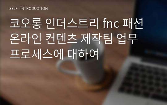 코오롱 인더스트리 fnc 패션 온라인 컨텐츠 제작팀 업무 프로세스에 대하여