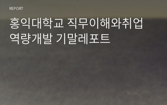 홍익대학교 직무이해와취업역량개발 기말레포트