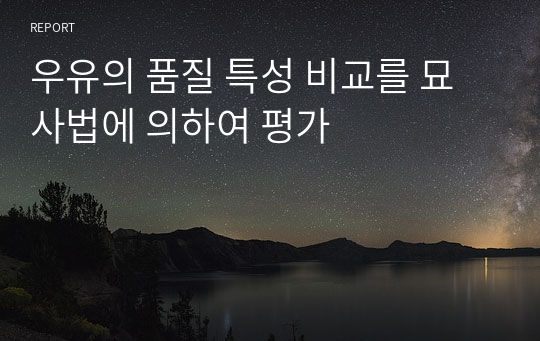 우유의 품질 특성 비교를 묘사법에 의하여 평가