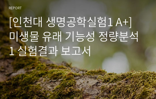 [인천대 생명공학실험1 A+] 미생물 유래 기능성 정량분석1 실험결과 보고서