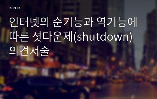 인터넷의 순기능과 역기능에 따른 셧다운제(shutdown) 의견서술