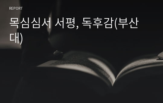 목심심서 서평, 독후감(부산대)