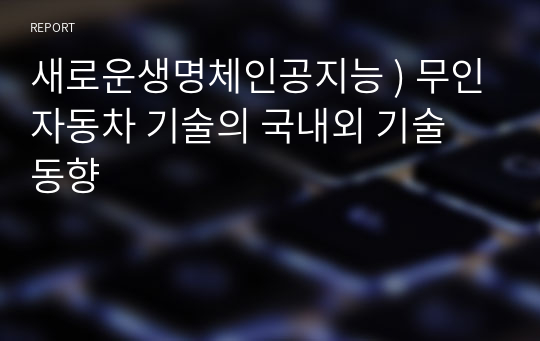 새로운생명체인공지능 ) 무인자동차 기술의 국내외 기술 동향