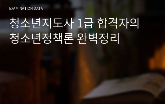 청소년지도사 1급 합격자의 청소년정책론 완벽정리