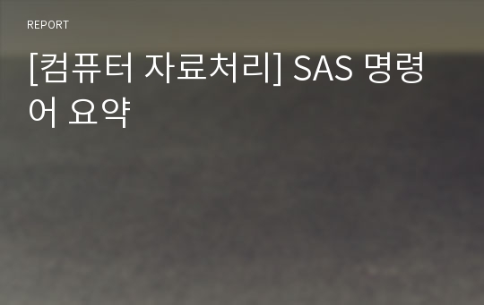 [컴퓨터 자료처리] SAS 명령어 요약