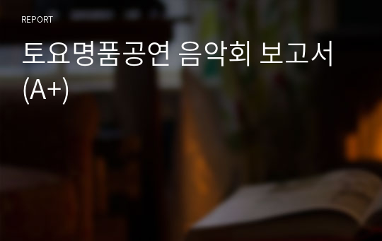 토요명품공연 음악회 보고서 (A+)