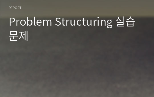 Problem Structuring 실습문제