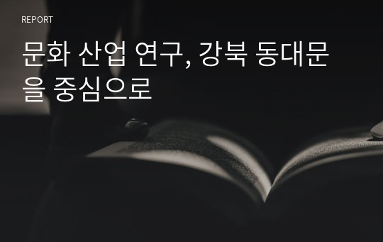 문화 산업 연구, 강북 동대문을 중심으로