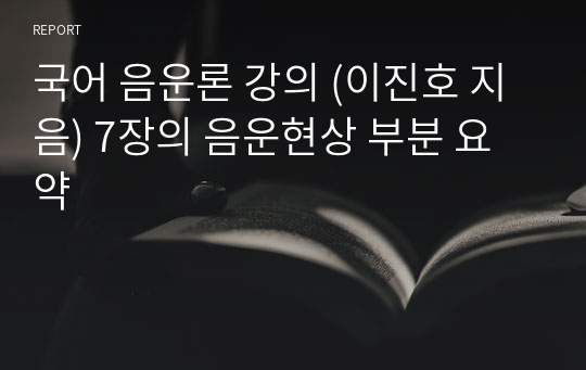 국어 음운론 강의 (이진호 지음) 7장의 음운현상 부분 요약