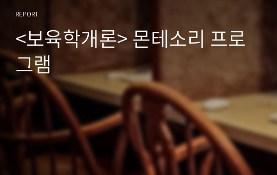 &lt;보육학개론&gt; 몬테소리 프로그램