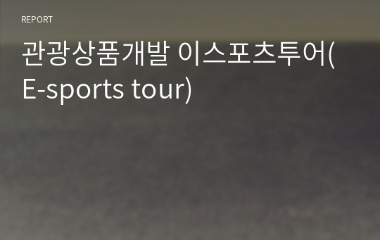 관광상품개발 이스포츠투어(E-sports tour)