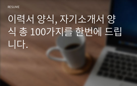 이력서 양식, 자기소개서 양식 총 100가지를 한번에 드립니다.