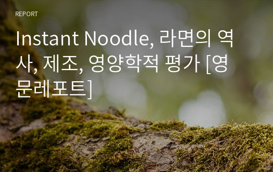 Instant Noodle, 라면의 역사, 제조, 영양학적 평가 [영문레포트]