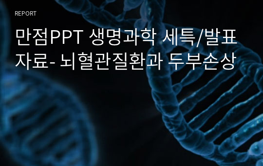 만점PPT 생명과학 세특/발표자료- 뇌혈관질환과 두부손상