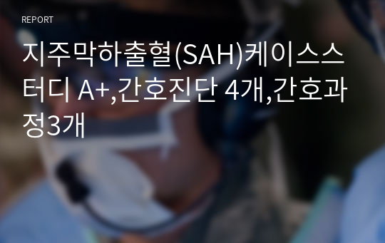 지주막하출혈(SAH)케이스스터디 A+,간호진단 4개,간호과정3개