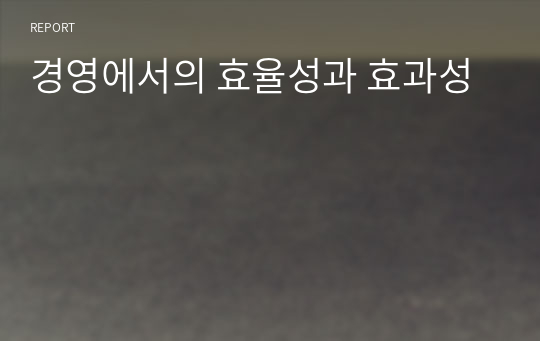 경영에서의 효율성과 효과성