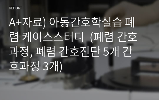 아동간호학 폐렴 케이스스터디 (A+자료) - 고체온, 비효율적 호흡양상, 감염위험성 (폐렴 간호과정, 폐렴 간호진단 5개 간호과정 3개)