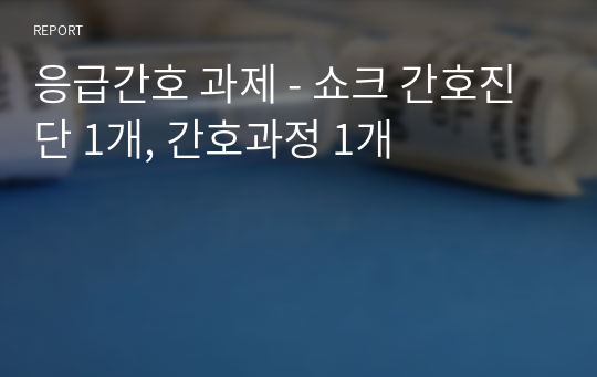 응급간호 과제 - 쇼크 간호진단 1개, 간호과정 1개