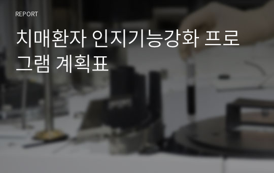 치매환자 인지기능강화 프로그램 계획표